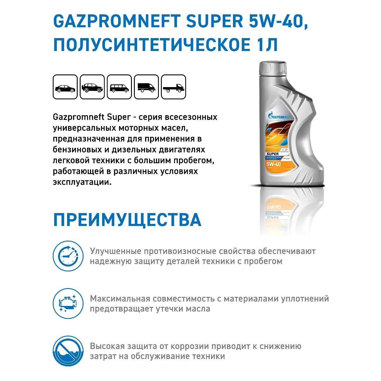 Масло моторное Gazpromneft Super 5w-40
