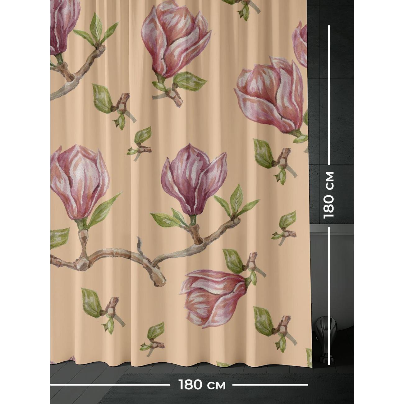 Штора для ванной 365home Штора для ванной 180х180см / Акварельный узор: ветки