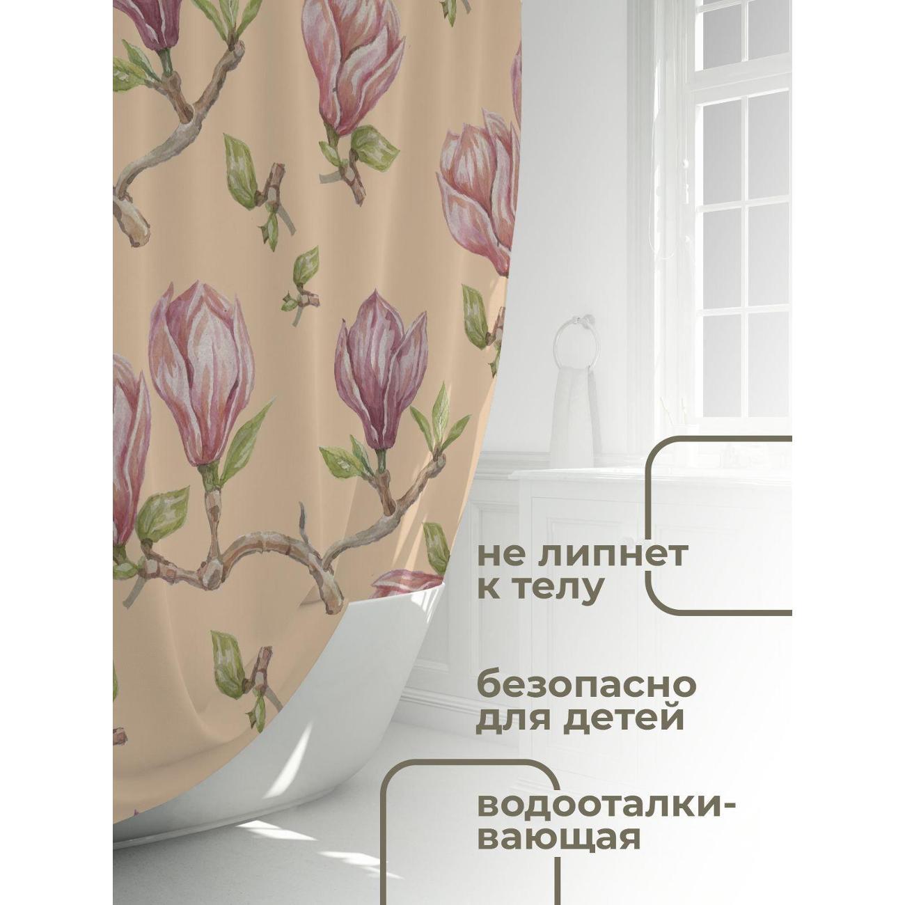 Штора для ванной 365home Штора для ванной 180х180см / Акварельный узор: ветки