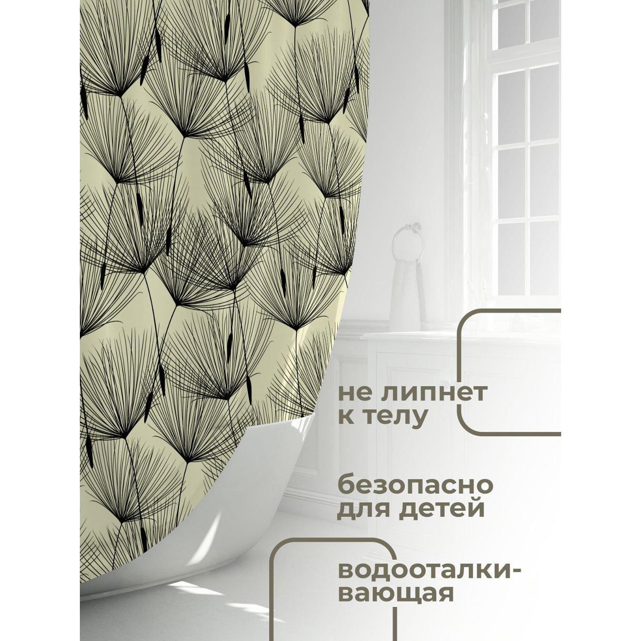 Штора для ванной 365home Штора для ванной 180х180см / Узор из чёрных силуэтов