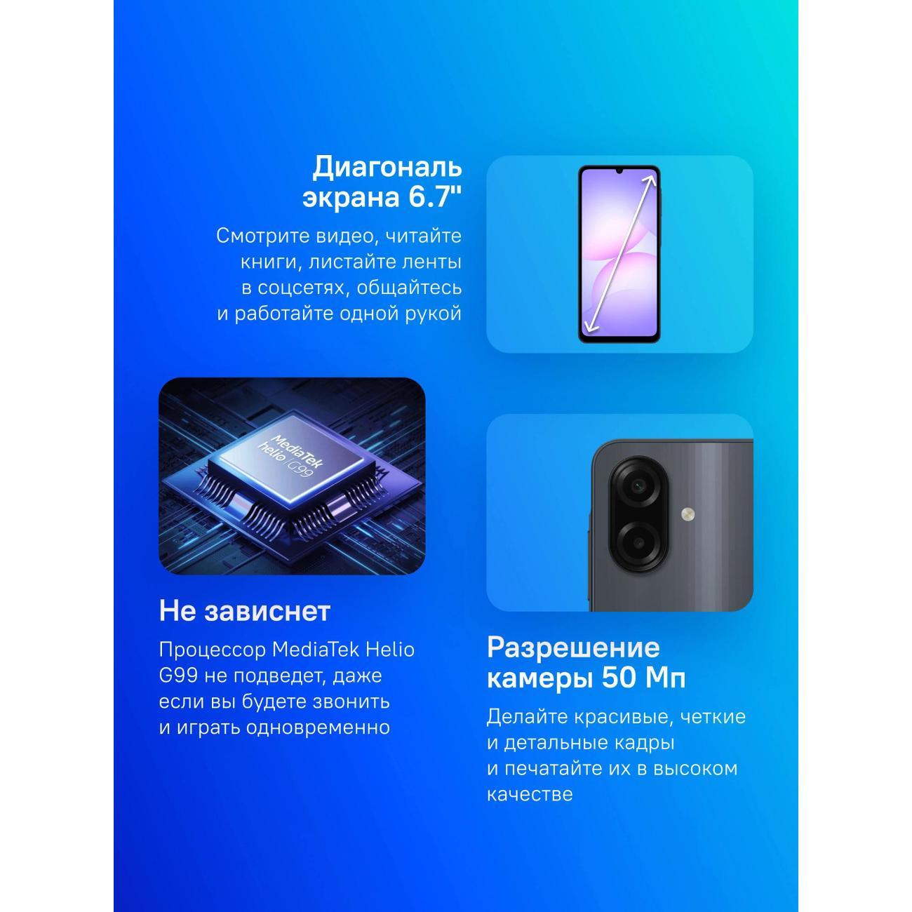 Смартфон Samsung Galaxy A07 64Gb 4Gb Чёрный (SM-A075FZKDCAU)