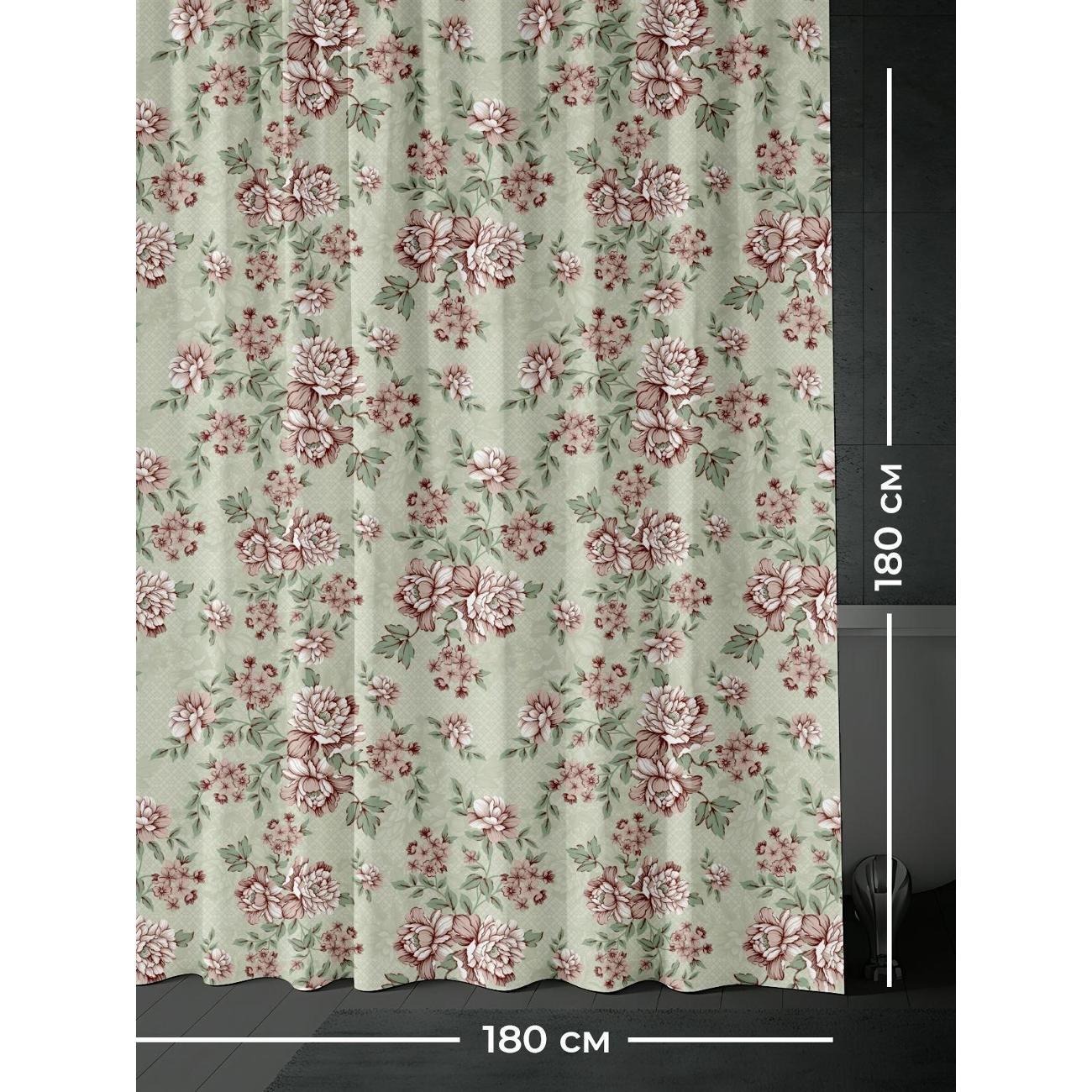 Штора для ванной 365home Штора для ванной 180х180см / Цветочный узор: розовые цветы