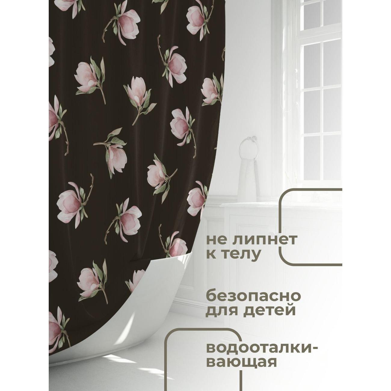 Штора для ванной 365home Штора для ванной 180х180см / Розовые цветы магнолии