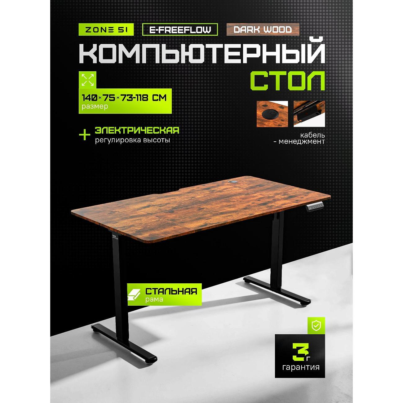 Стол компьютерный ZONE 51 e-Freeflow 140x75 фото