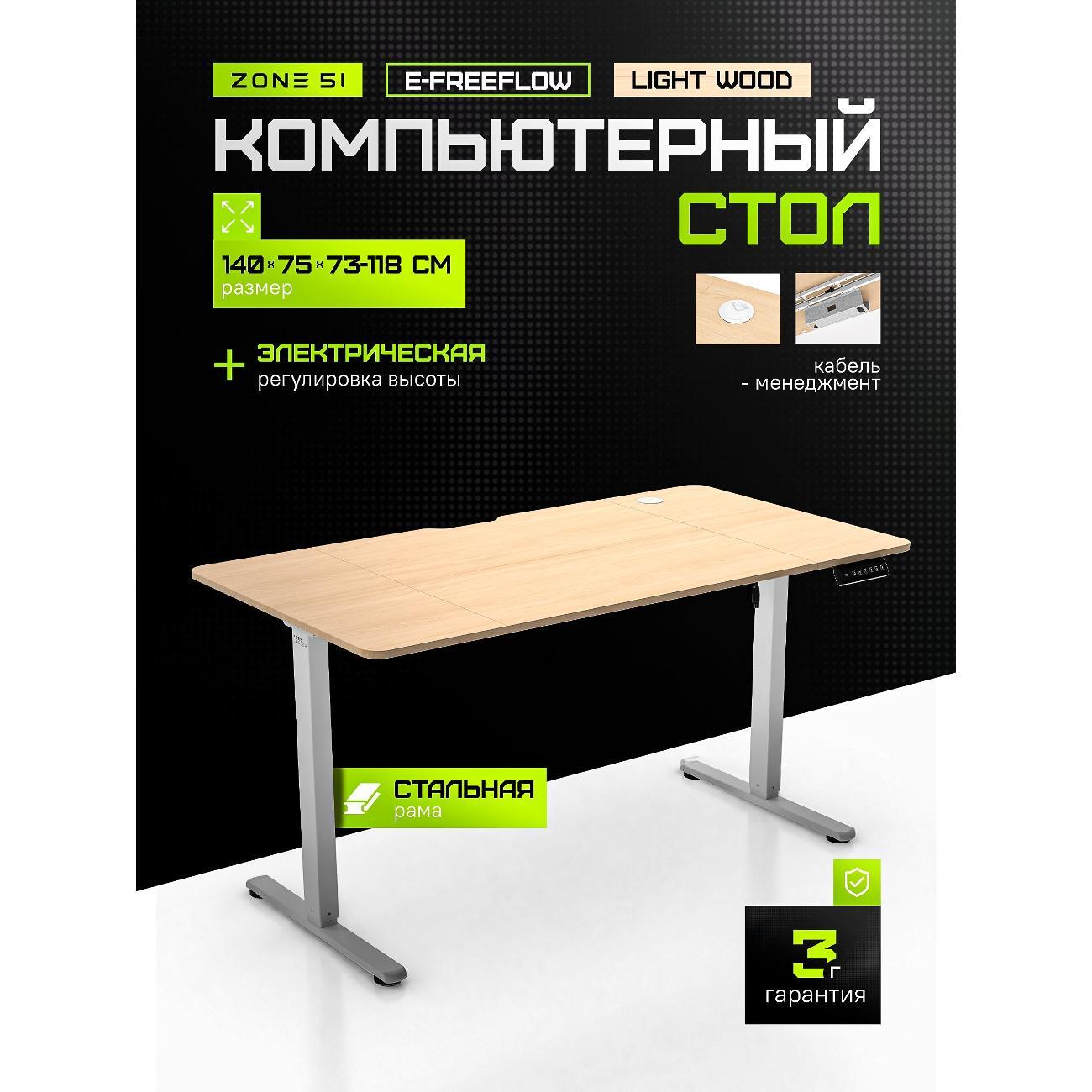 Стол компьютерный ZONE 51 e-Freeflow 140x75 фото