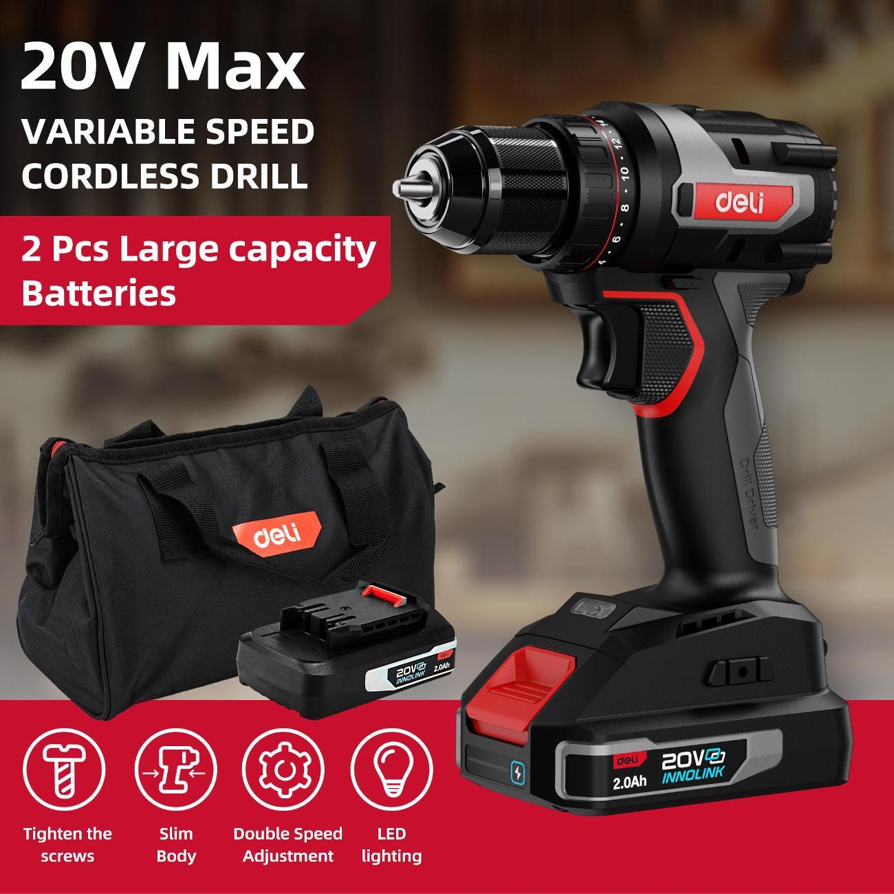 Дрель-шуруповерт Deli Tools DEDZ201D2