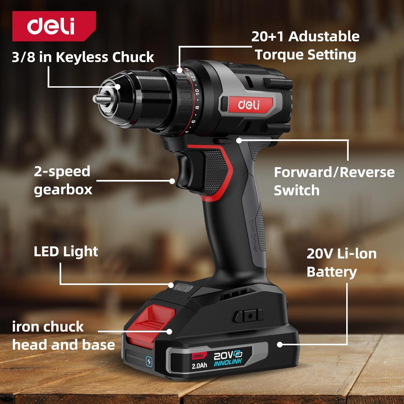 Дрель-шуруповерт Deli Tools DEDZ201D2