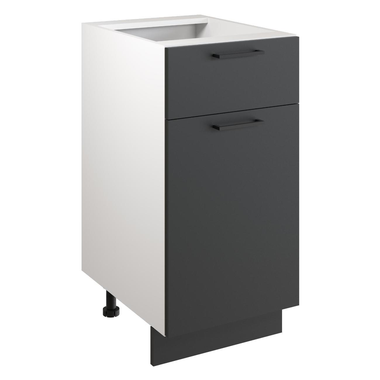 Модуль кухонный Мебель-Комплекс Шкаф - стол 40см с одним ящ. и с одной дв. Simple Н400-1Я Антрацит/ Белый