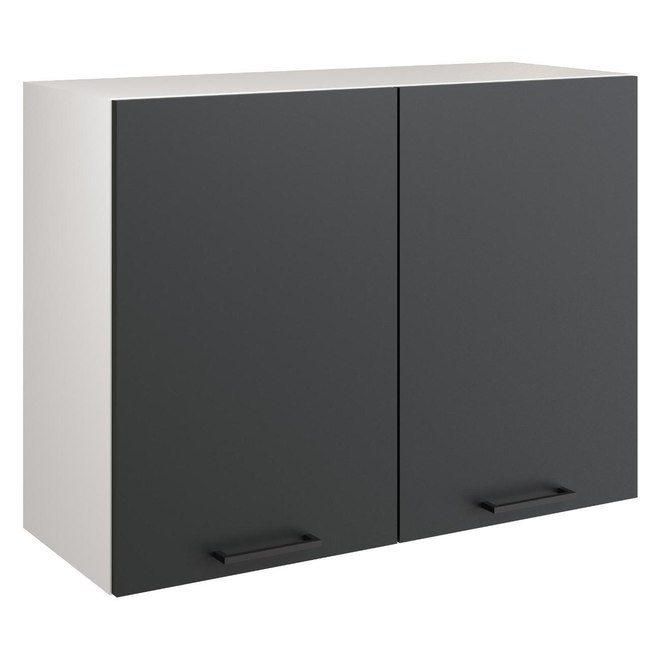 Модуль кухонный Мебель-Комплекс Шкаф навесной 80см с двумя дверцами Simple В800 Антрацит/ Белый