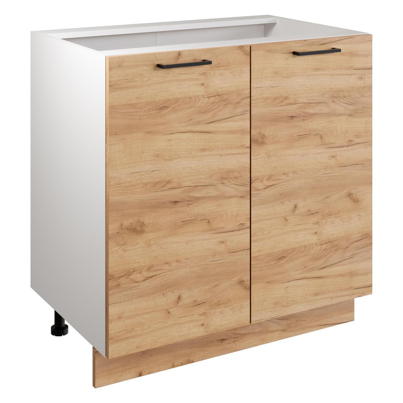 Модуль кухонный Мебель-Комплекс Шкаф - стол 80см с двумя дверцами Simple Н800 Дуб золотой крафт/ Белый