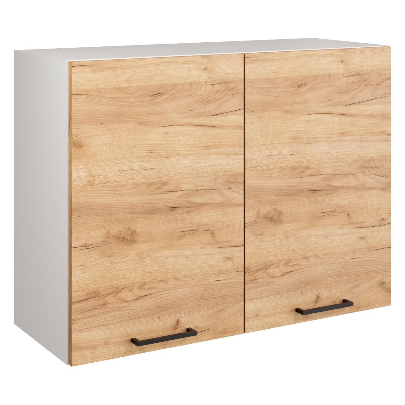 Модуль кухонный Мебель-Комплекс Шкаф навесной 80см с двумя дверцами Simple В800 Дуб золотой крафт/ Белый