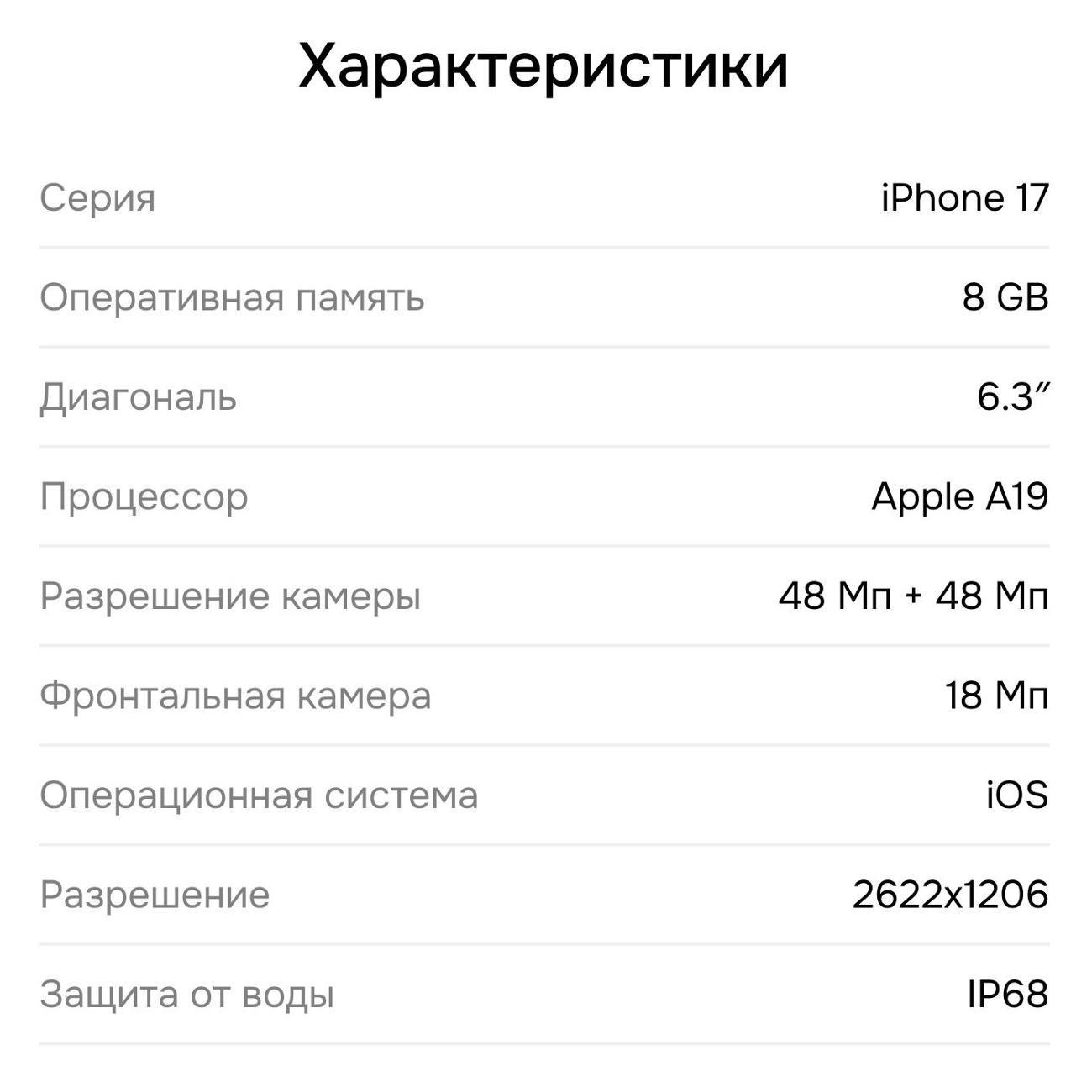 Смартфон Apple iPhone 17 256GB Mist Blue eSim (без RuStore)