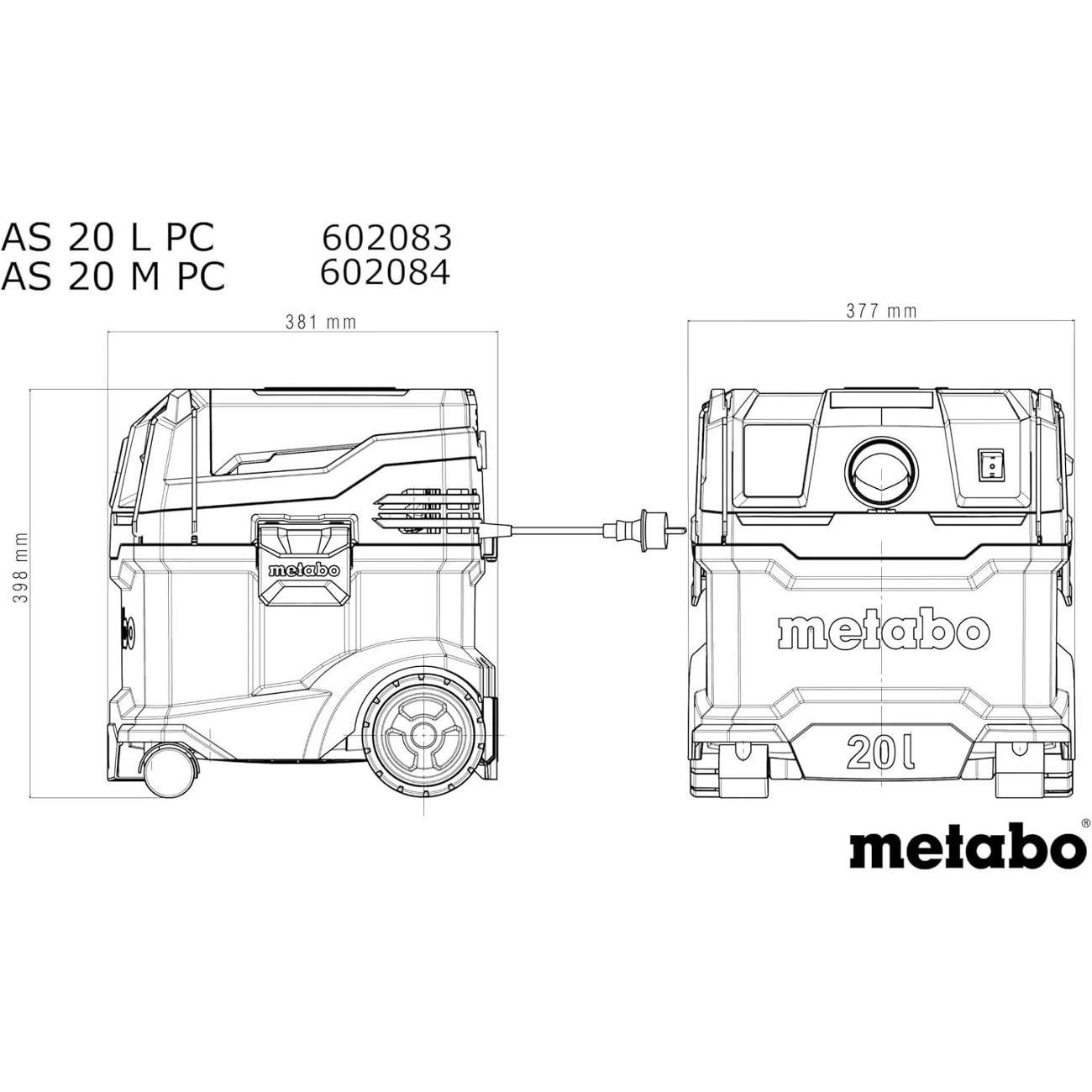 Пылесос строительный metabo AS 20 L PC (602083000)