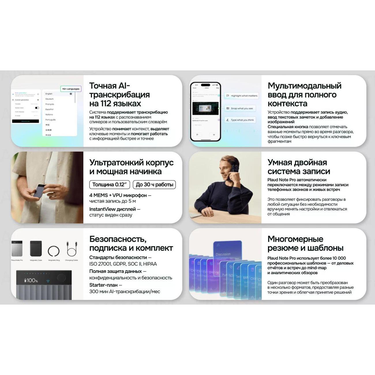 Диктофон Plaud Plaud Note Pro (Black) 64Gb