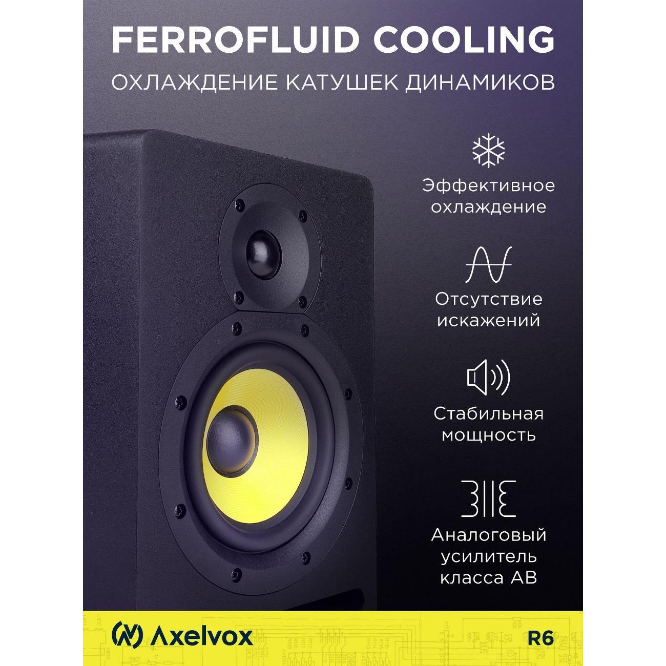 Студийный монитор Axelvox R6, Активная акустическая система   50Гц-20кГц, SPL 108 дБ, 110W RMS, входы: XLR, RCA, TRS