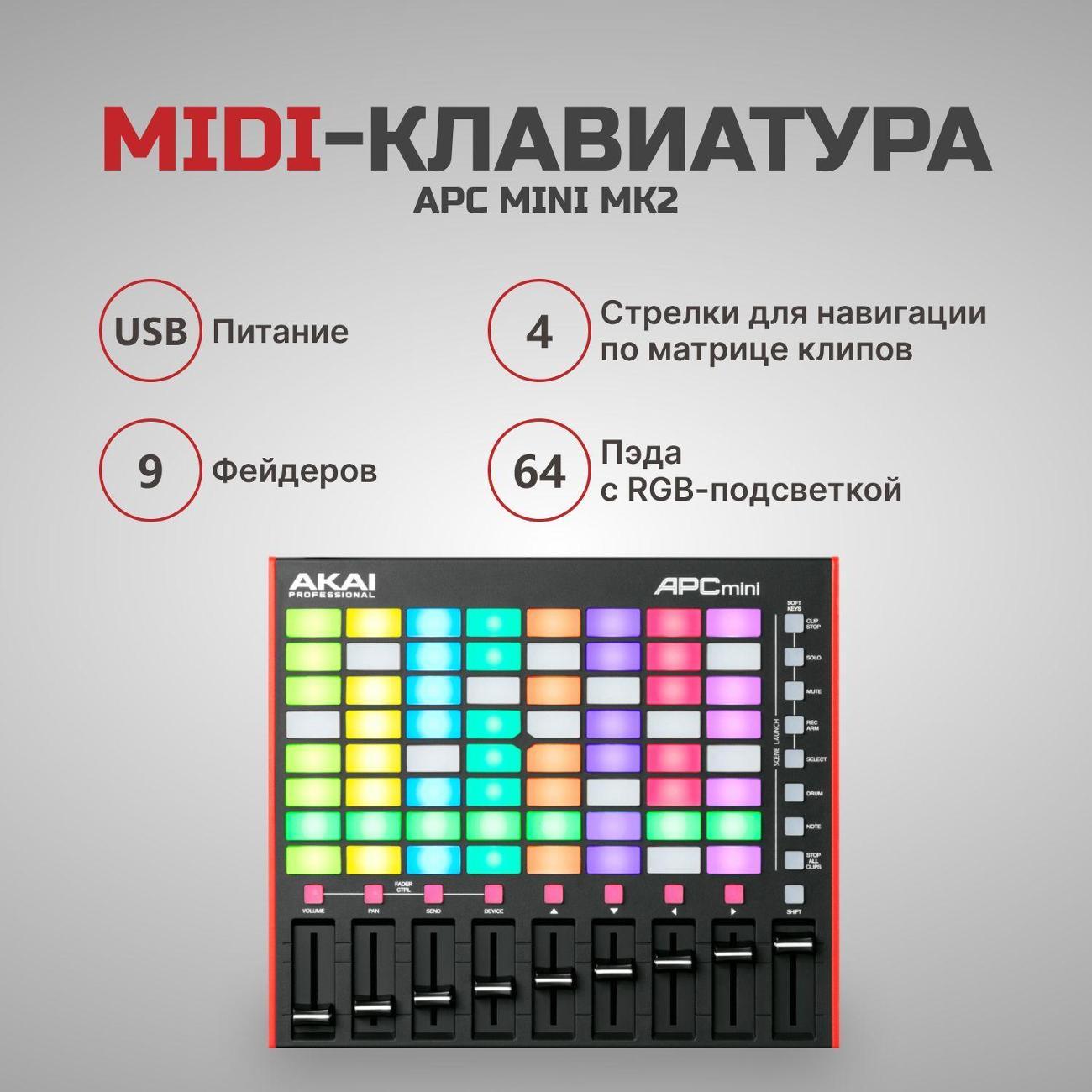 MIDI клавиатура Akai Professional Akai APC MINI MK2 красный