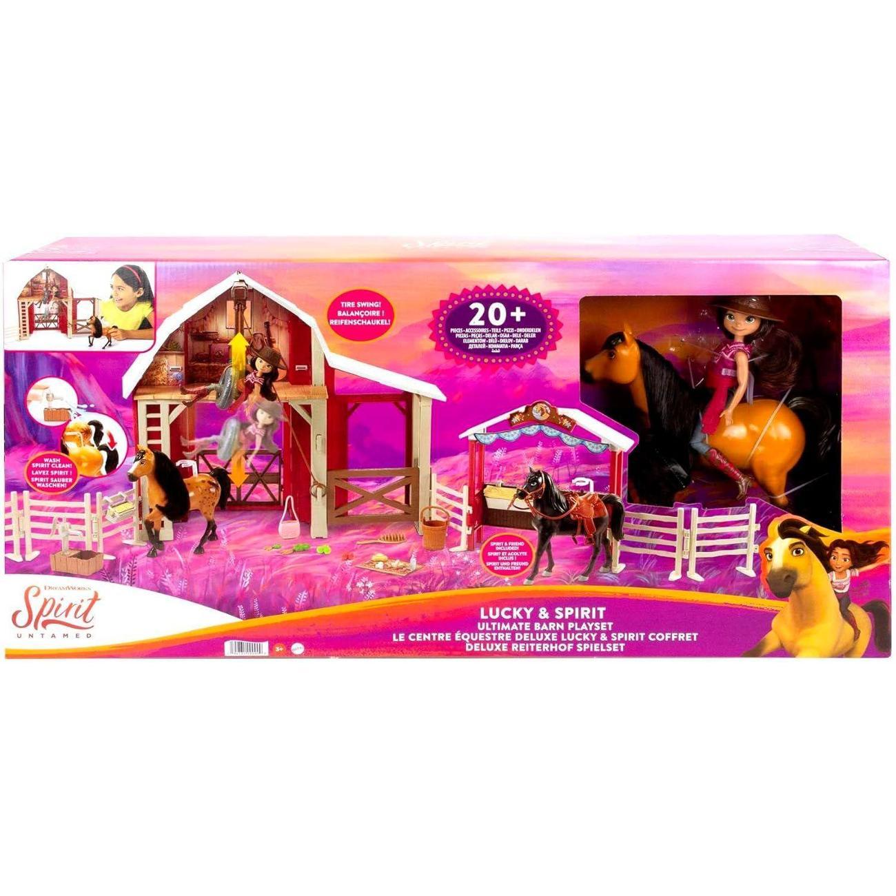 Фигурка Mattel Игровой набор Мустанг: Дух свободы Конюшня Большой набор + кукла и 2 лошади, HDK57