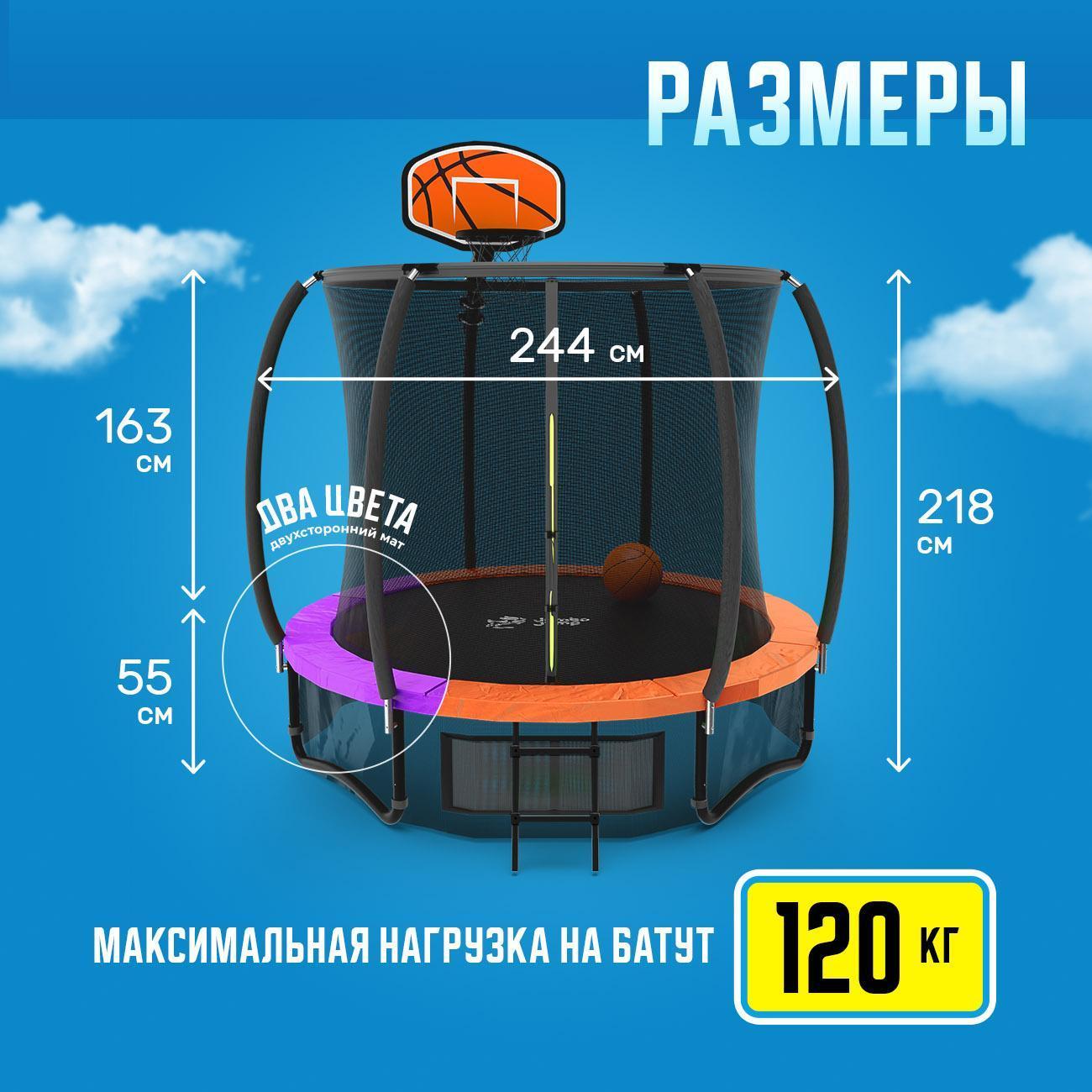 Батут ASTERACE JumboJump 244 см Purple