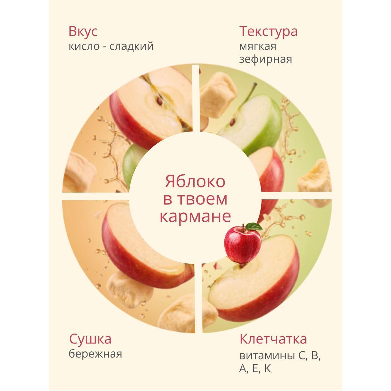 Сухофрукты ВКУСЬ Яблоки вяленые зефирные, полезный перекус, фруктовые чипсы яблоко 50 г кусочки