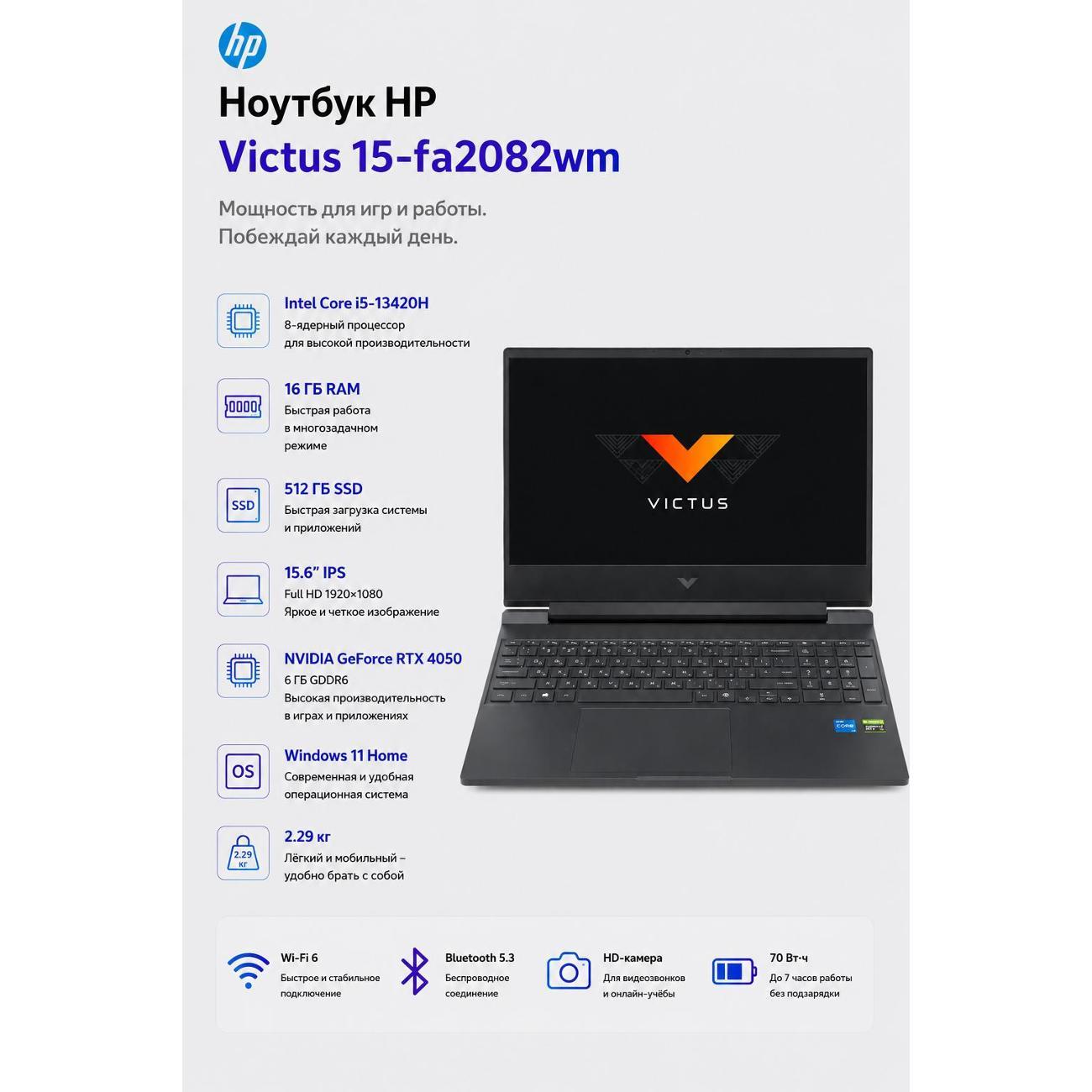 Ноутбук HP Victus 15-fa2082wm