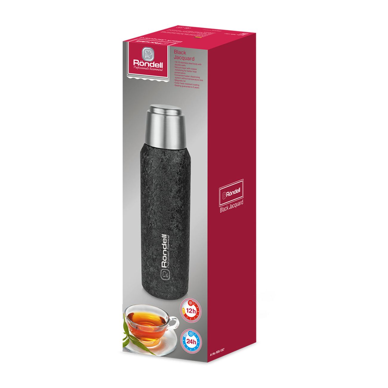 Термос Rondell RDS-1067 Black Jacquard 600мл с магн.крышкой