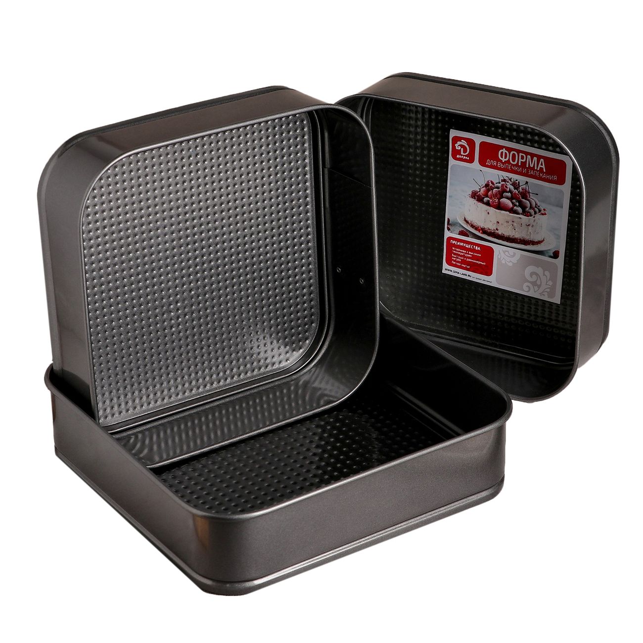 Набор Доляна 1003533 Элин. Квадрат 3шт. 22/24/26см разъем.а/п