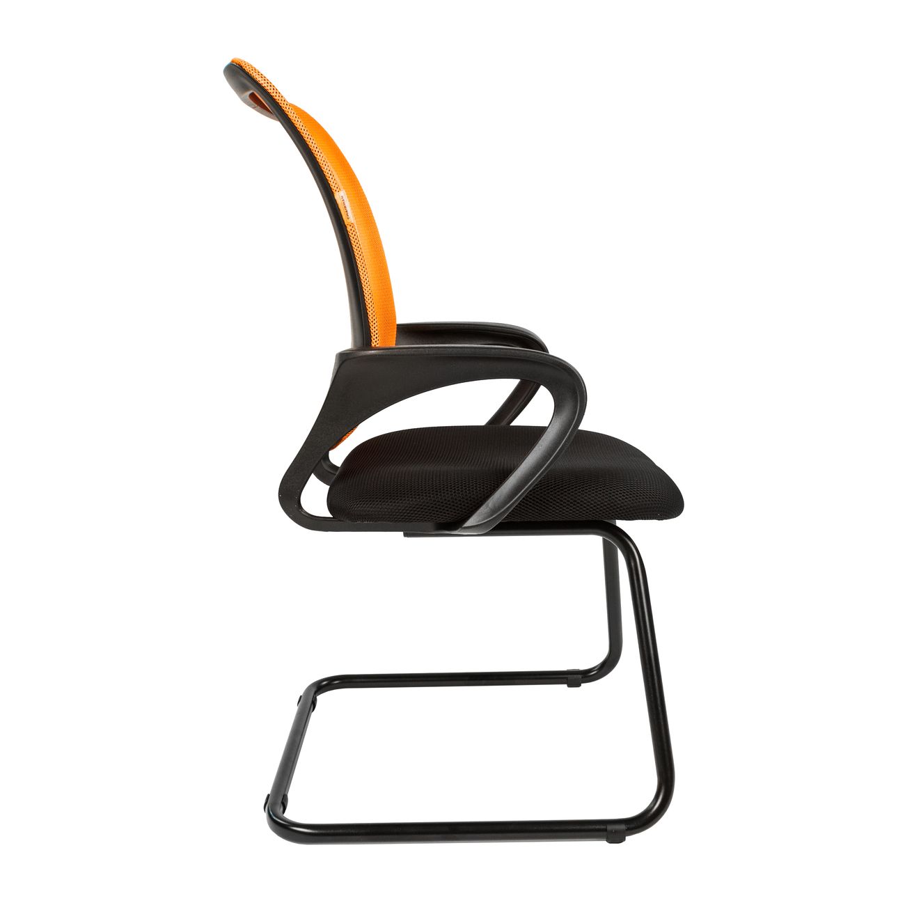 Конференц кресло на полозьях Chairman 969V ткань черный/оранжевый