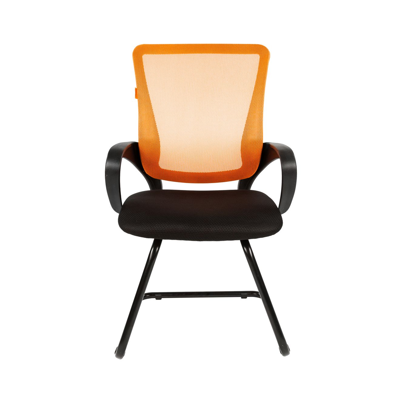 Конференц кресло на полозьях Chairman 969V ткань черный/оранжевый