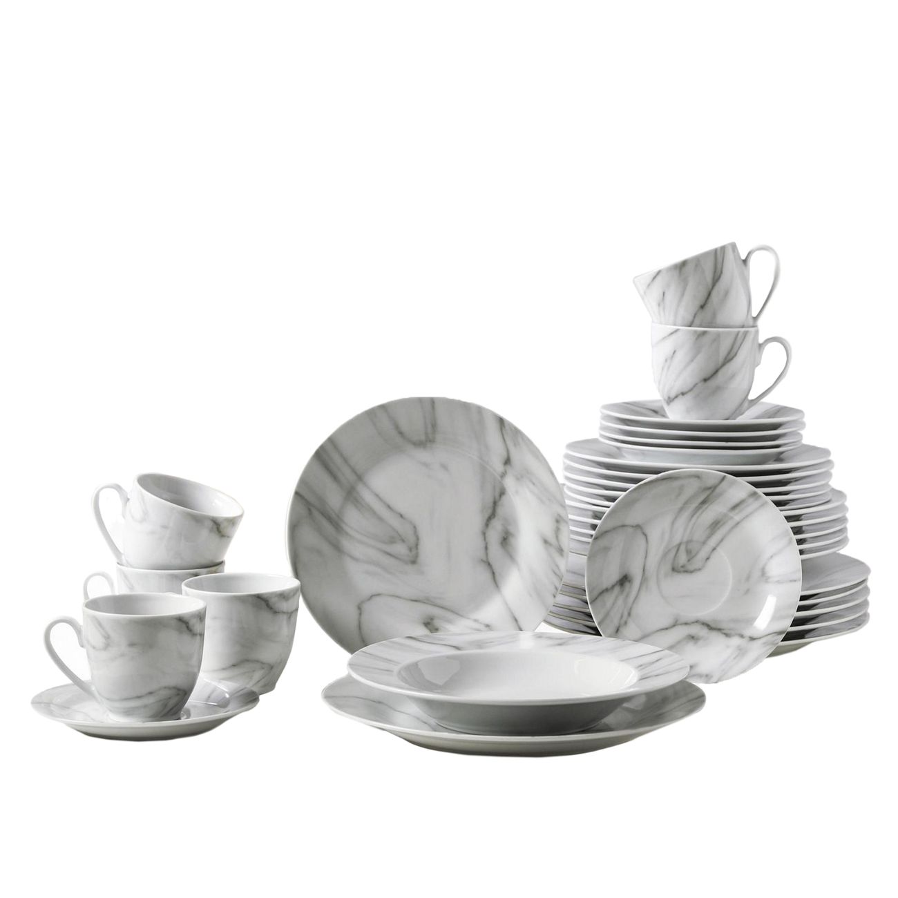 Тарелка столовая Доляна 4980293 Мрамор ,24 пред., серый