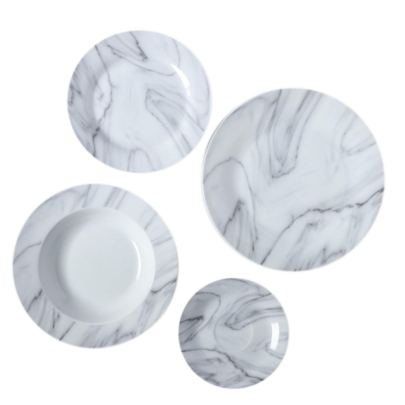 Тарелка столовая Доляна 4980293 Мрамор ,24 пред., серый