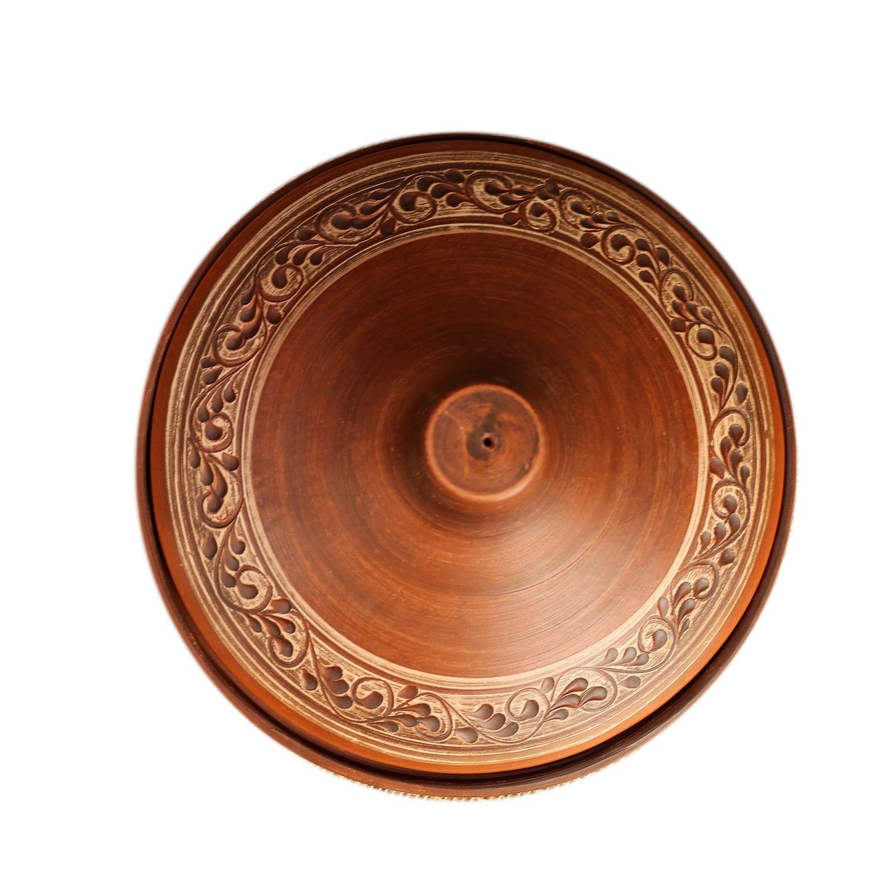 Тажин Красная глина 1269426 Ажурный 2 л, роспись ангобом