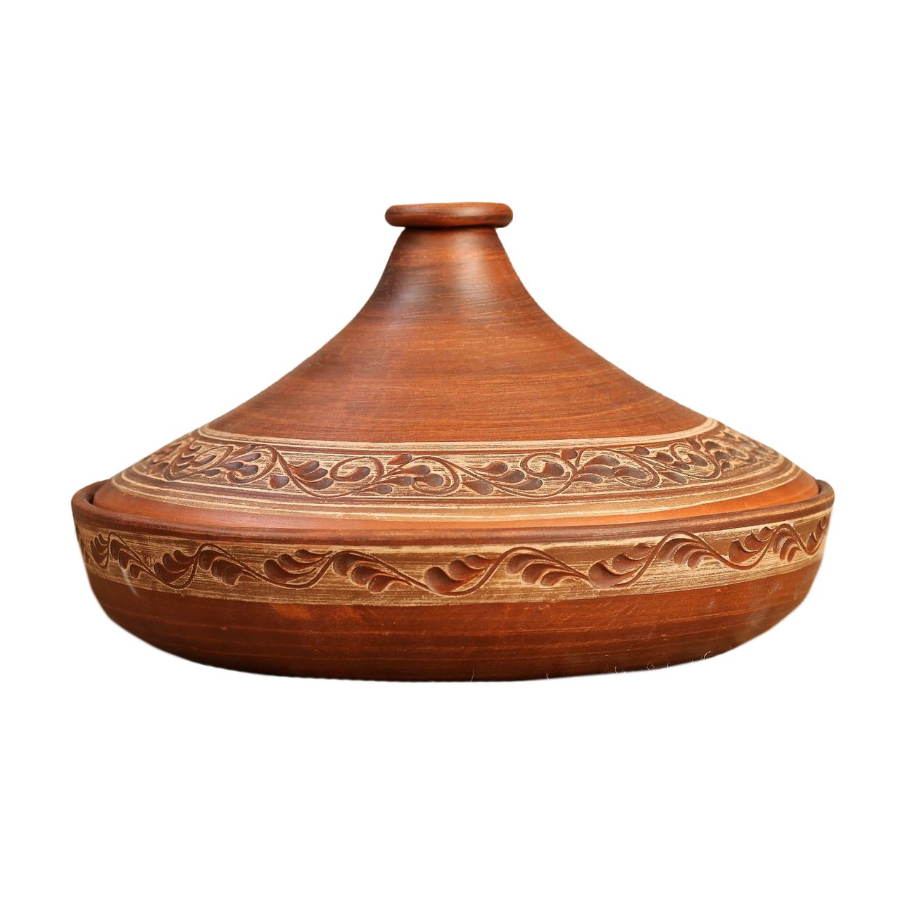 Тажин Красная глина 1269426 Ажурный 2 л, роспись ангобом