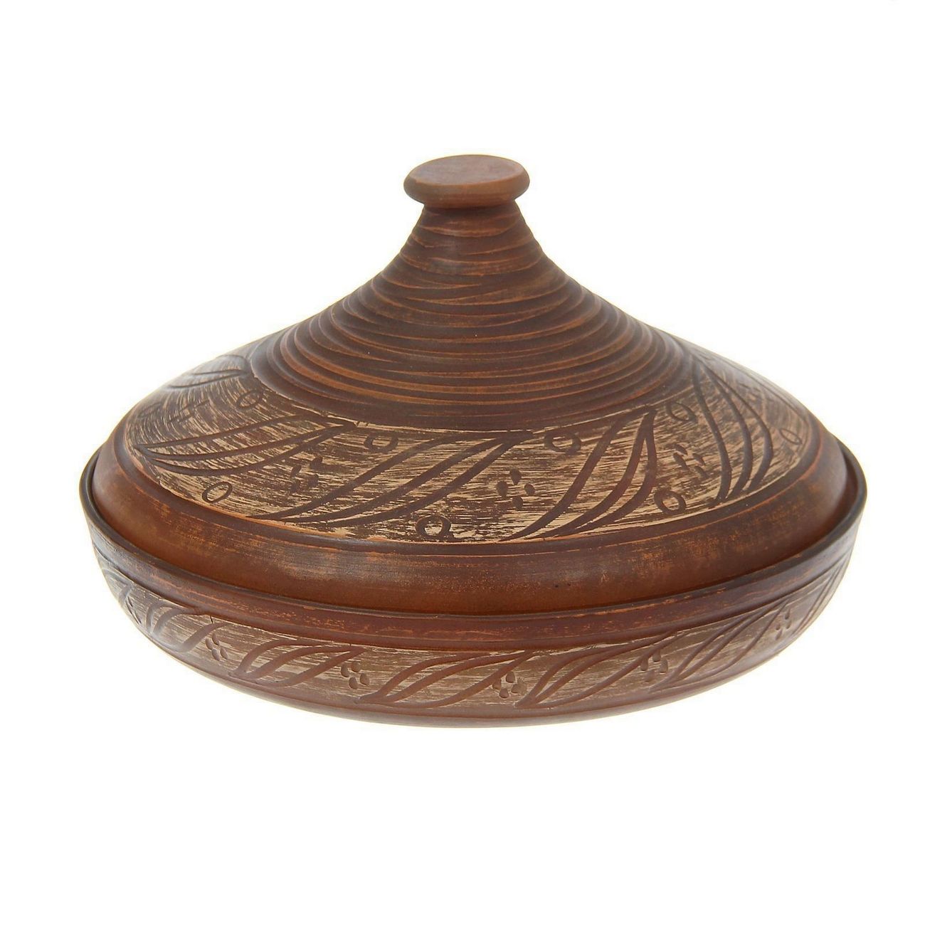 Тажин Красная глина 1269426 Ажурный 2 л, роспись ангобом