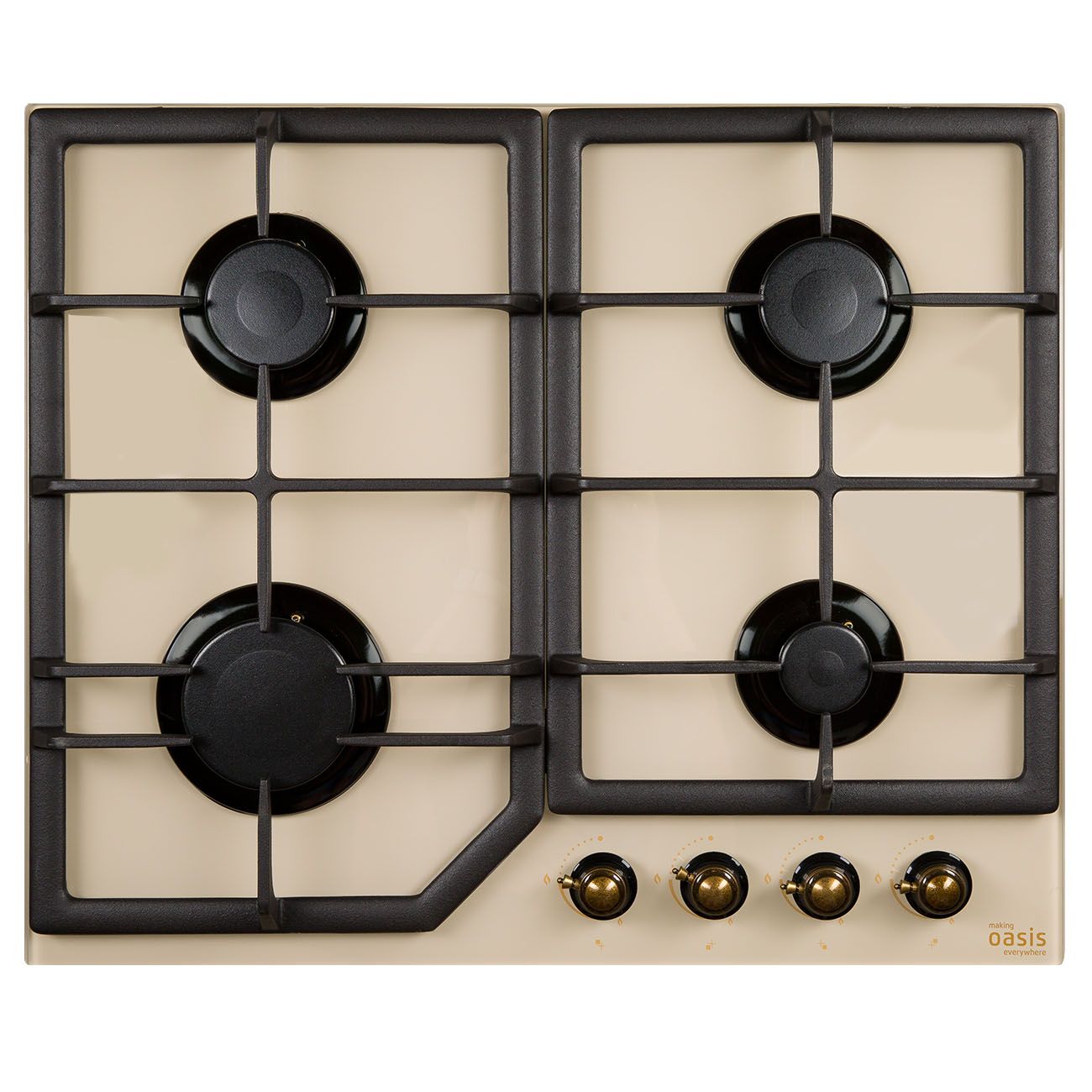 Встраиваемая газовая панель независимая Oasis P-GR бежевый/бронзовый фото