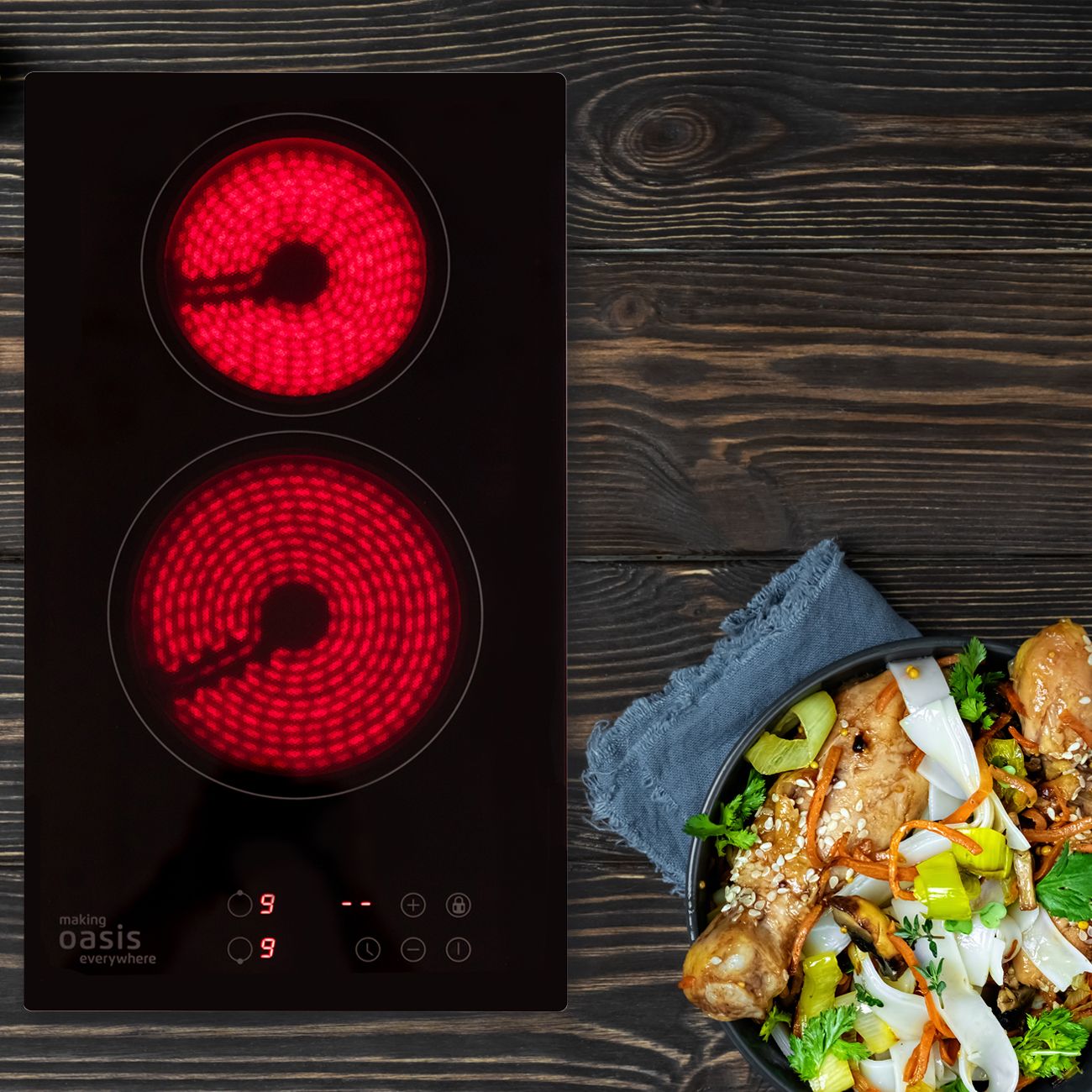 Встраиваемая модульная электрическая панель независимая Oasis P-SBD черная