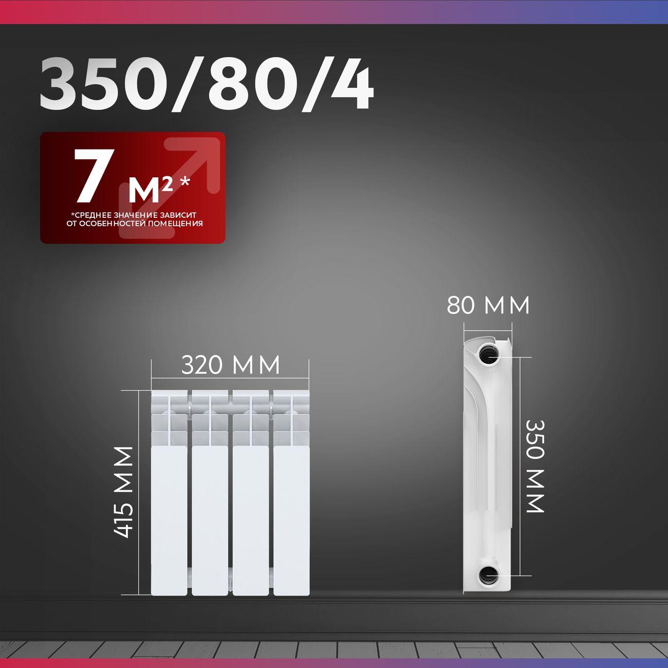 Биметаллический радиатор Oasis Pro 350/80/4