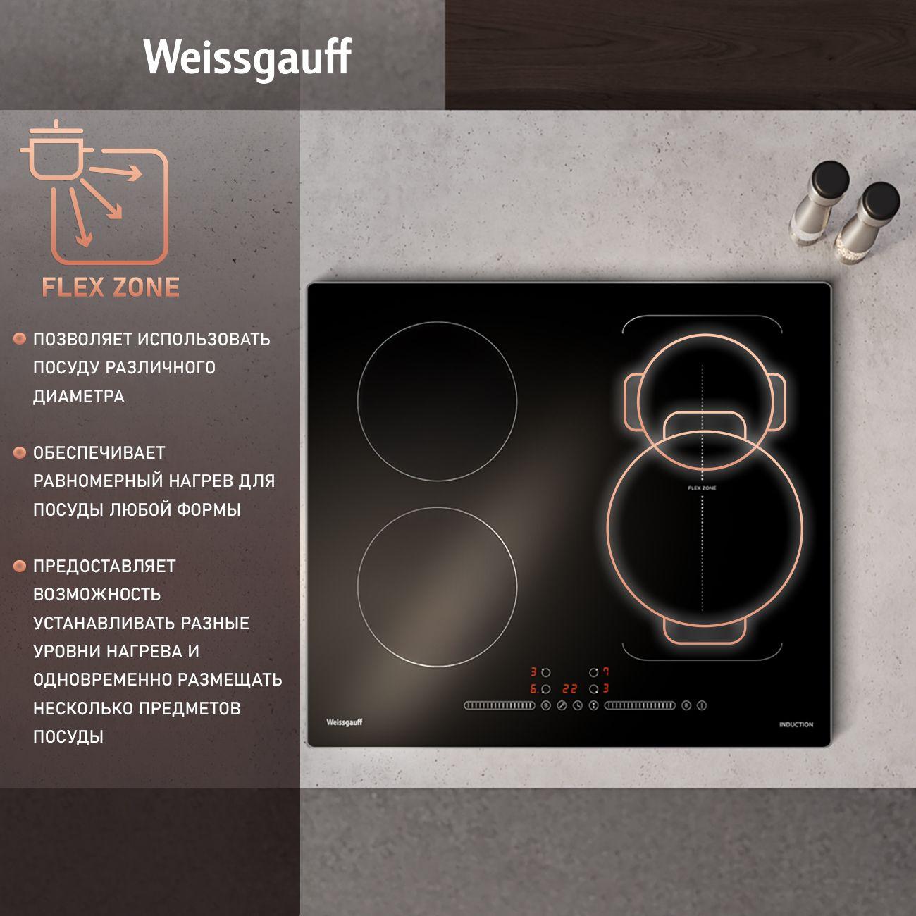 Встраиваемая индукционная панель независимая Weissgauff HI 643 BY