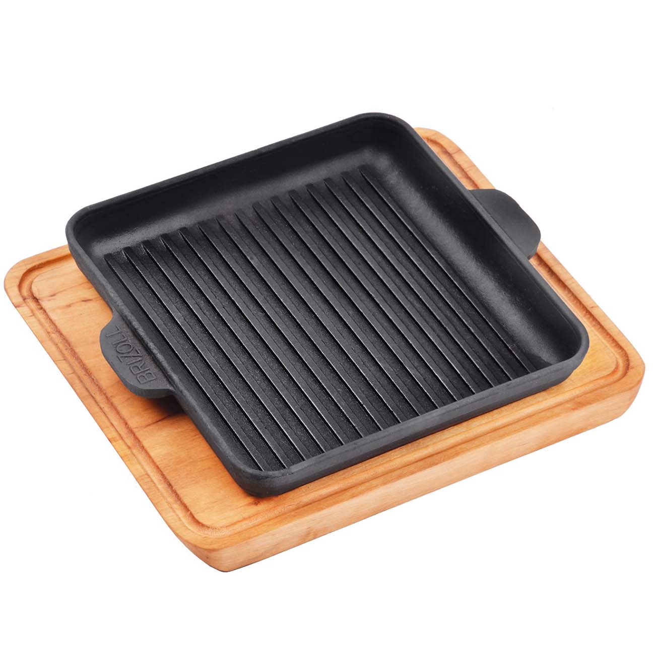 Сковорода гриль Tima Н181825Г-Д Brizoll 18х18х2.5см с дощечкой