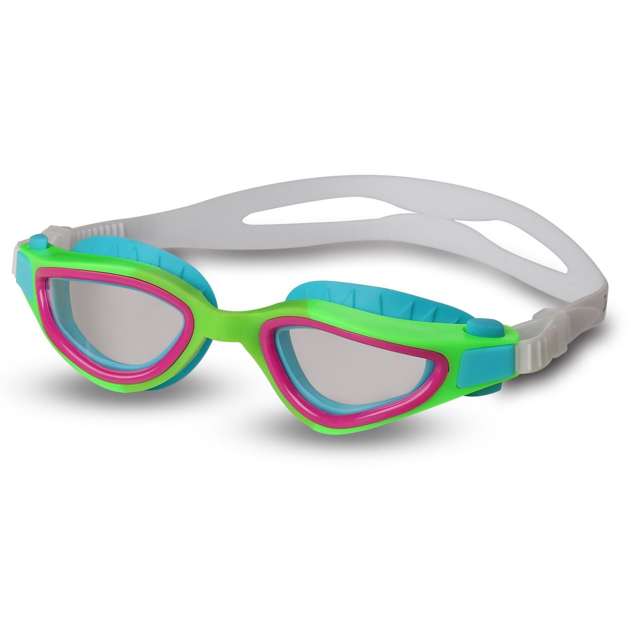 Очки для плавания Indigo GS25-2 Salmon, зелено-цикламеновый