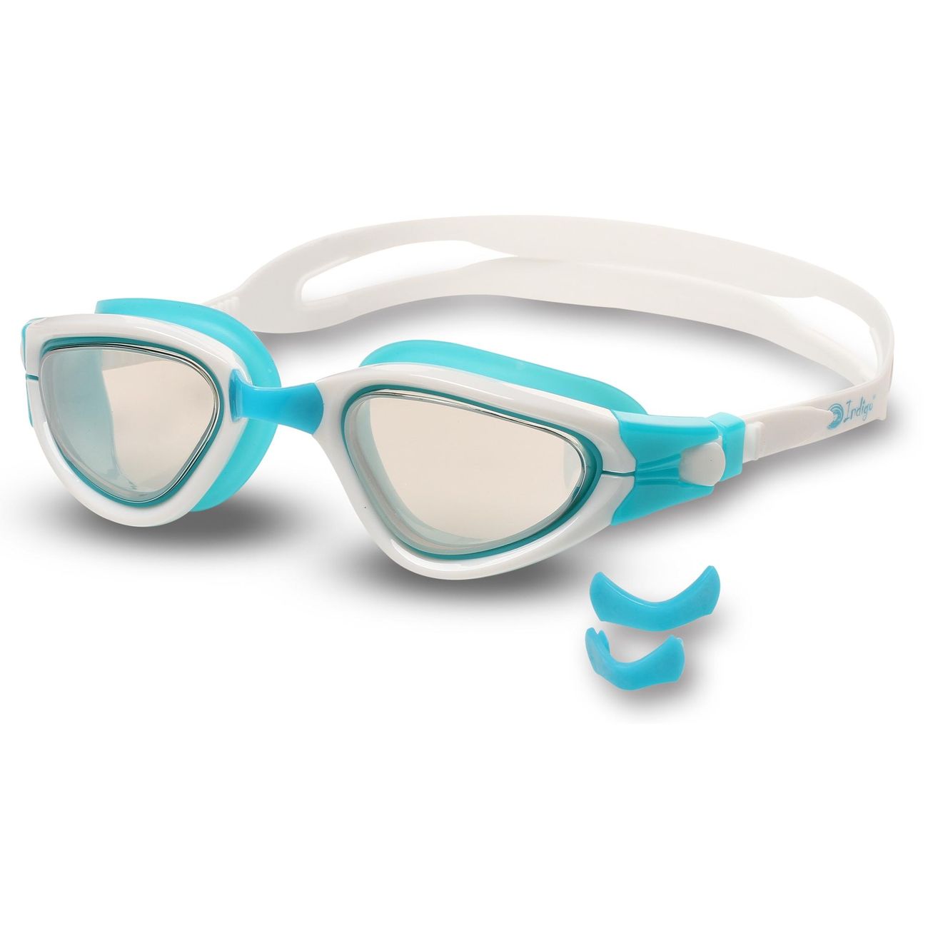 Очки для плавания Indigo S988M Maple, бирюзово-белый