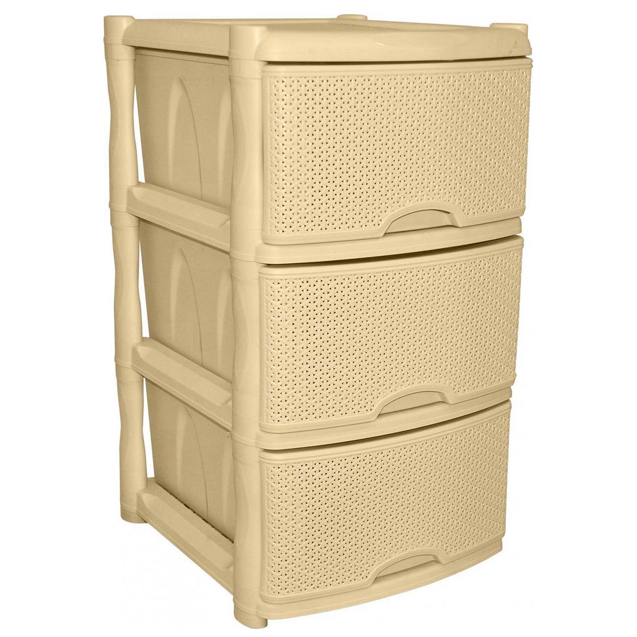 Комод бельевой Branq BQ3772СЛК Nature 3 секции ротанг, слоновая кость