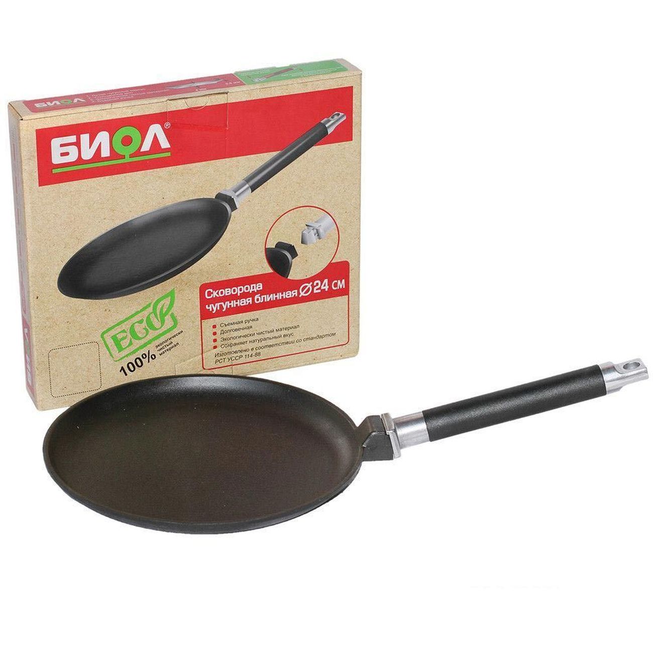 Сковорода блинная Биол со съёмной ручкой D24