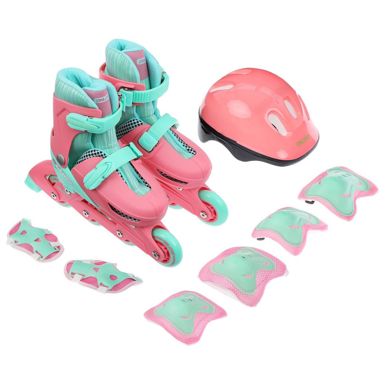 Коньки роликовые ONLITOP 4605234 р.34-37 син./бел.(кол.64мм + комп.защиты)