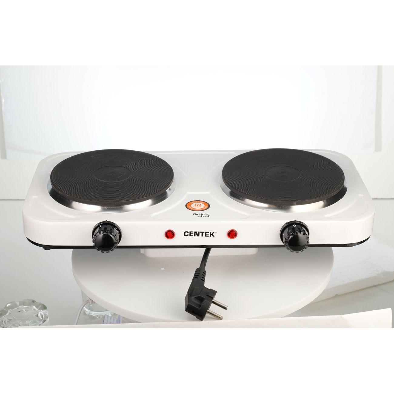 Настольная электрическая плита Centek CT-1507 White (2 комфорки)