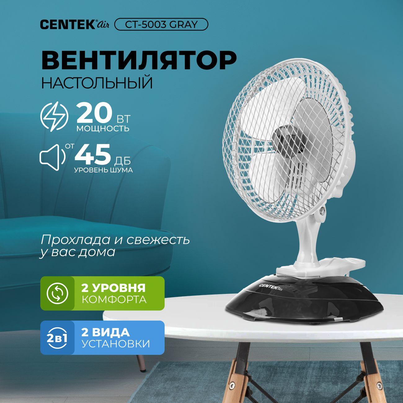 Вентилятор настольный Centek CT-5003 Gray (19см)