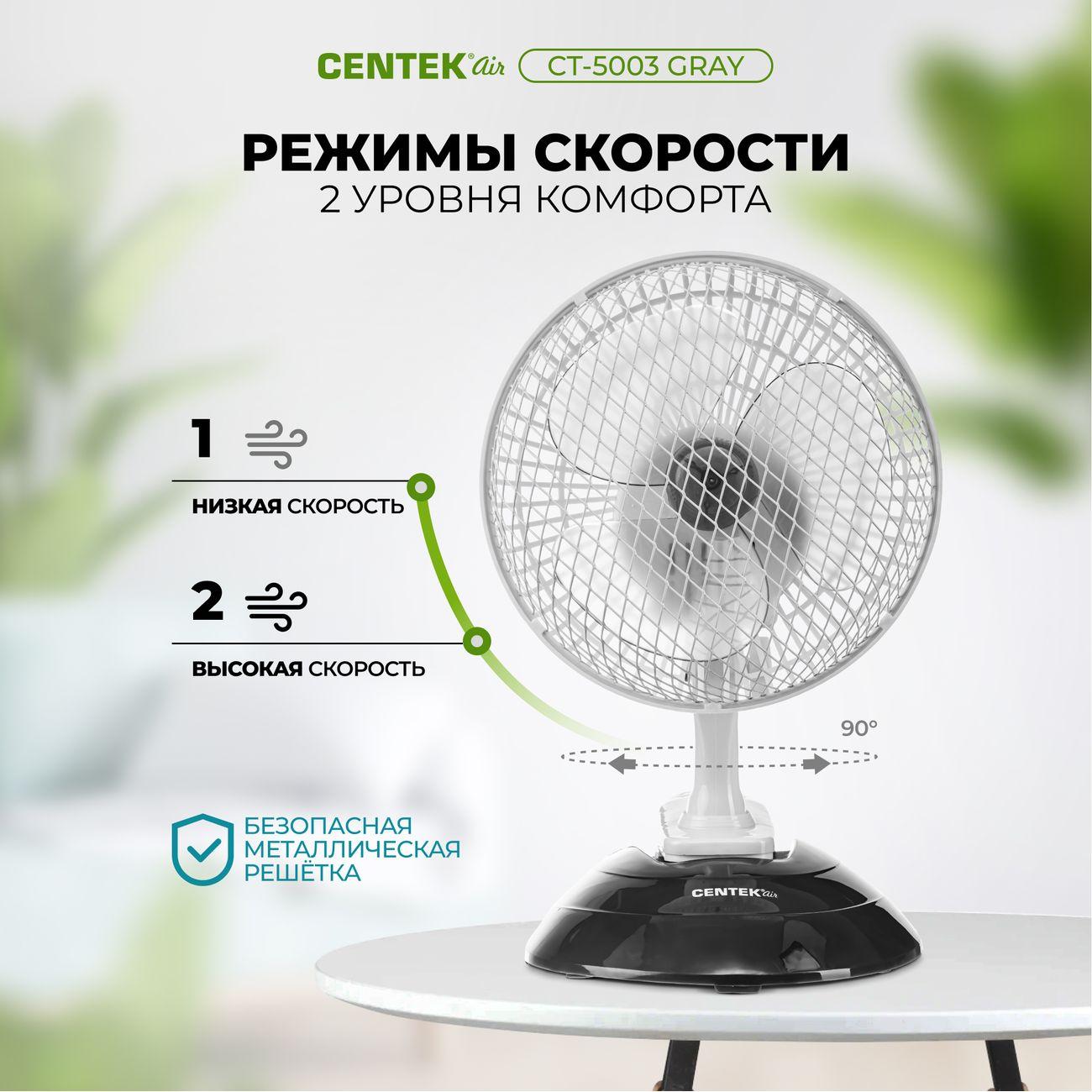 Вентилятор настольный Centek CT-5003 Gray (19см)