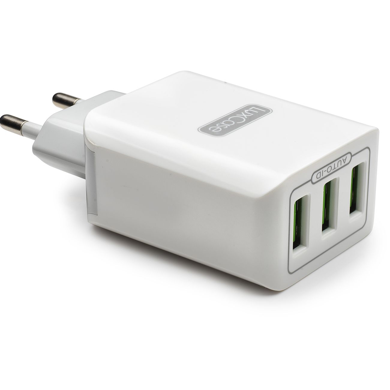 Сетевое зарядное устройство LuxCase 3 USB 3,2А (молочный/серый)