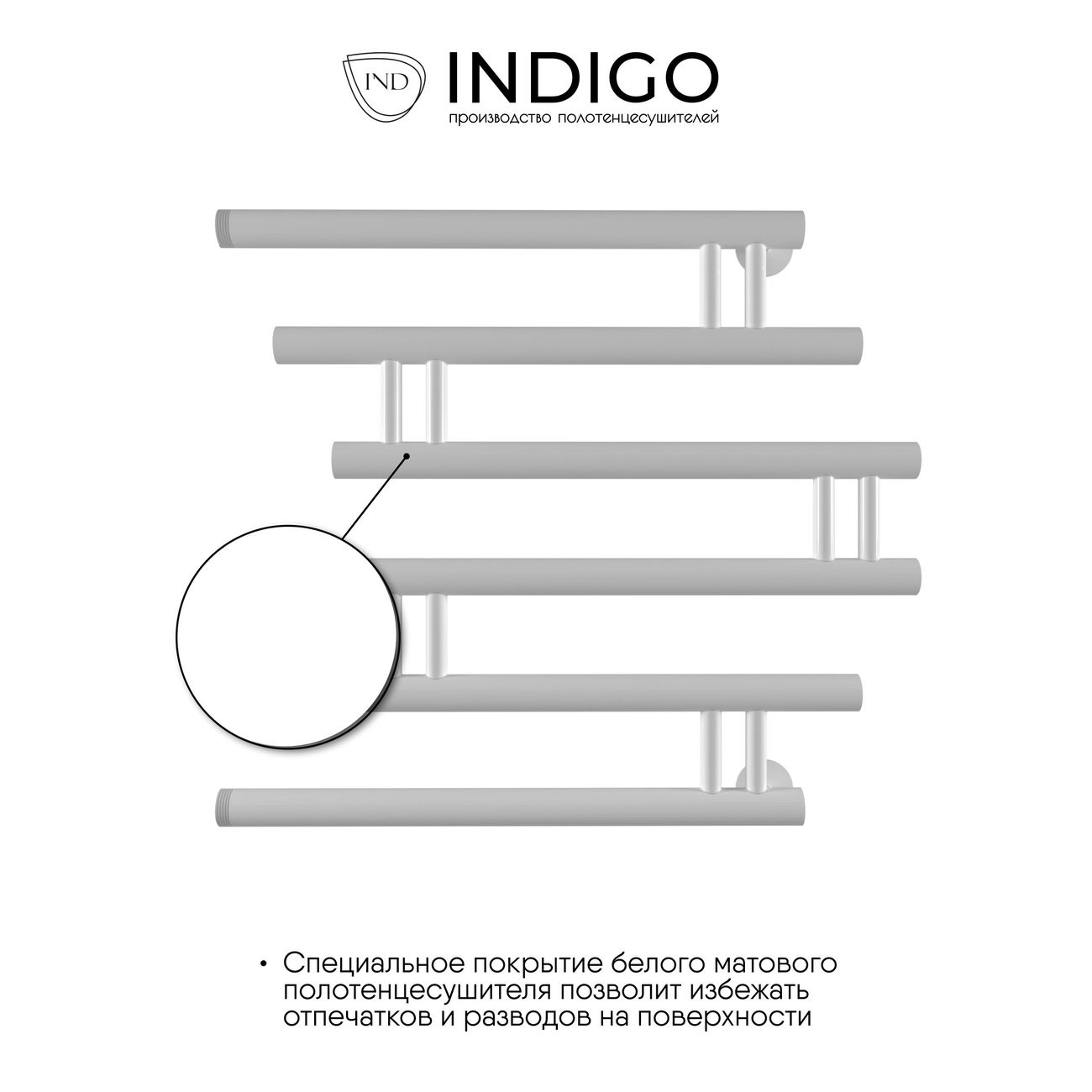 Полотенцесушитель водяной Indigo Фокстрот Zip FZW50-50WM, белый матовый