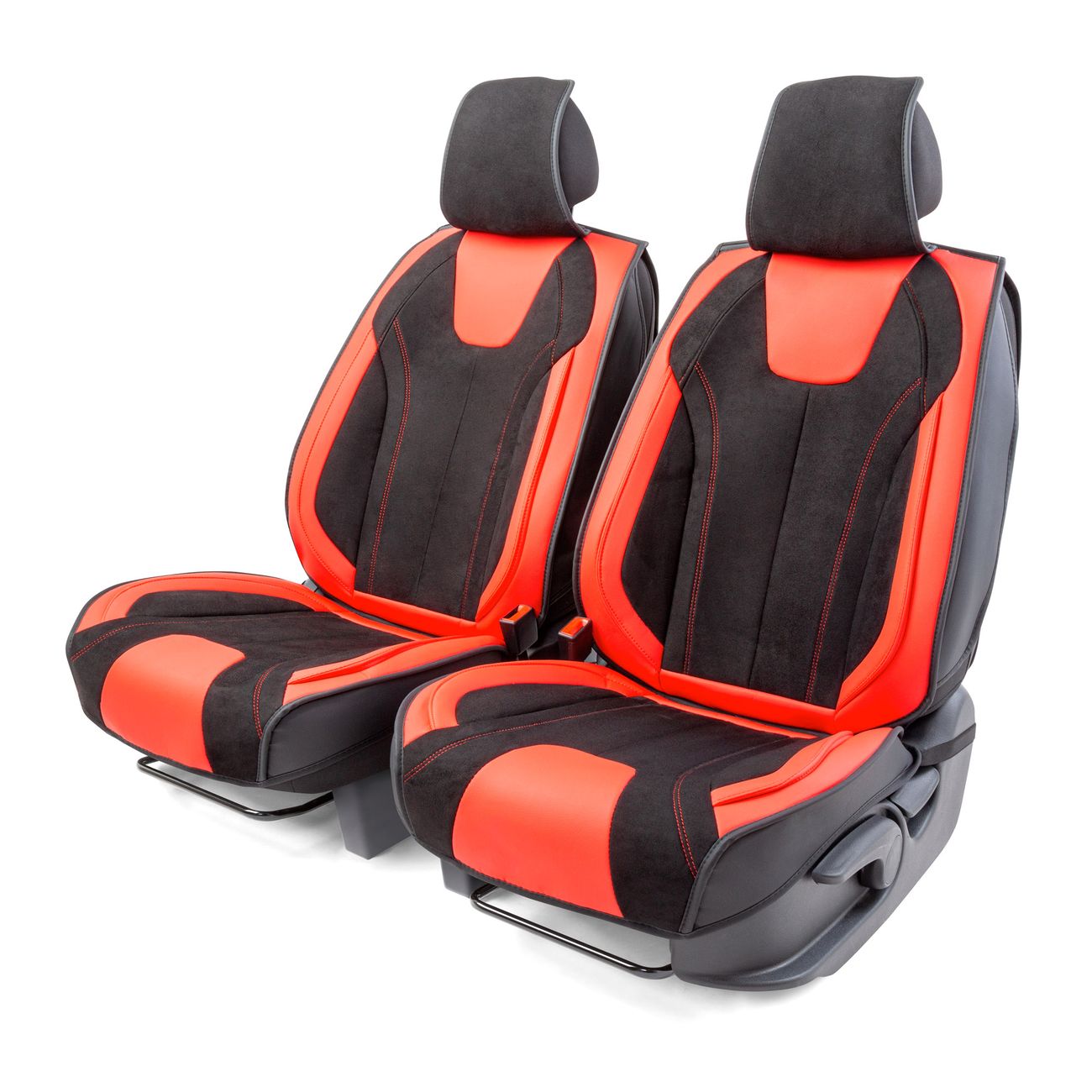 Накидка на сидение CarPerformance 3D на перед.сидения 2 шт.экокожа (CUS-3034 BK/RD) фото