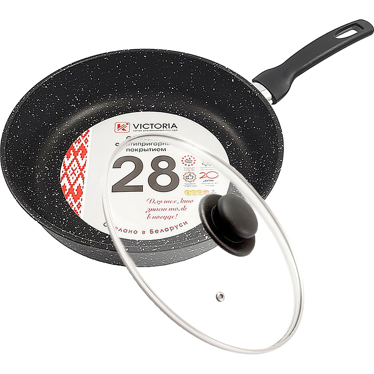 Сковорода InHome Гранит 28см, с крышкой (IN28K/G0)